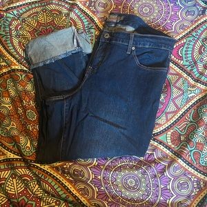 Dark wash cropped boyfriend jeans
